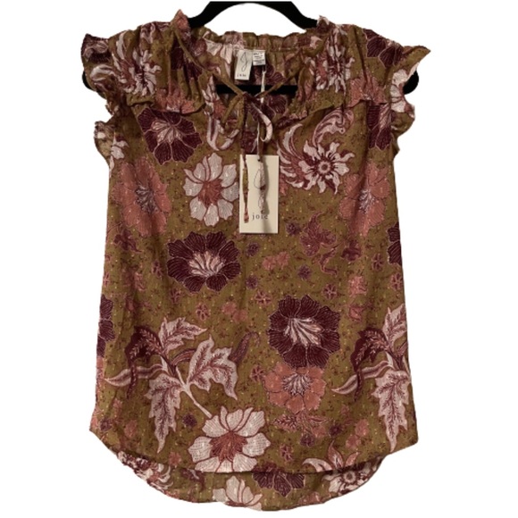 Joie Tops - NWT JOIE Green Ruffle Sleeve Floral Blouse